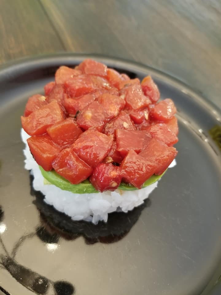 Spicy "Tuna" with Teriyaki Sauce